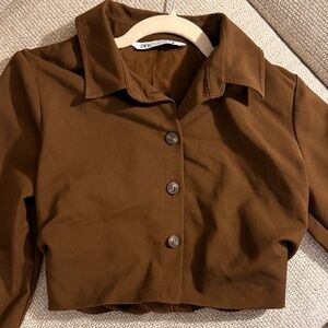 Zara Brown scrunch waist top